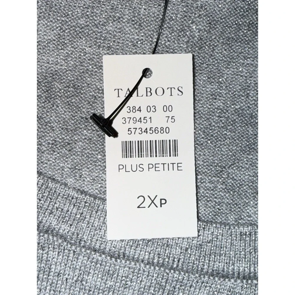 NWT TALBOTS Plus Petite 2XP Silver Shimmer‎ Career Sweater Vest Sleeveless Top